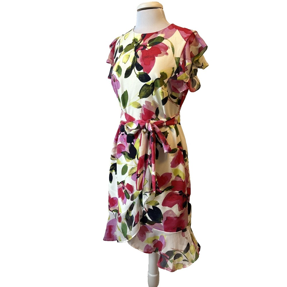 Shelby & Palmer Floral Ruffle Flutter Hi Lo Dress Women's 10 Cottage Garden Boho